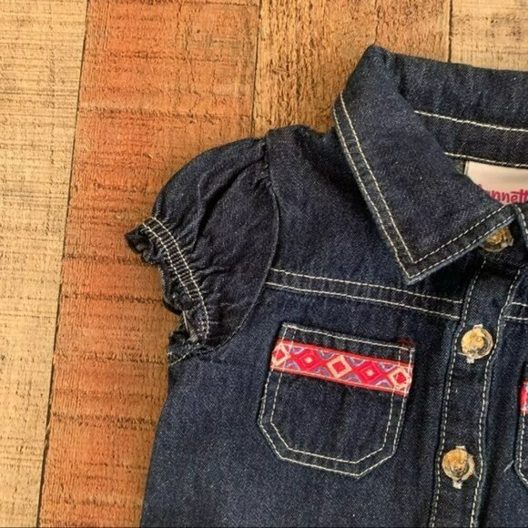 Nannette Kids Girls Size 2T Denim And Tulle Dress With Embroidered Roses - Picture 5 of 8